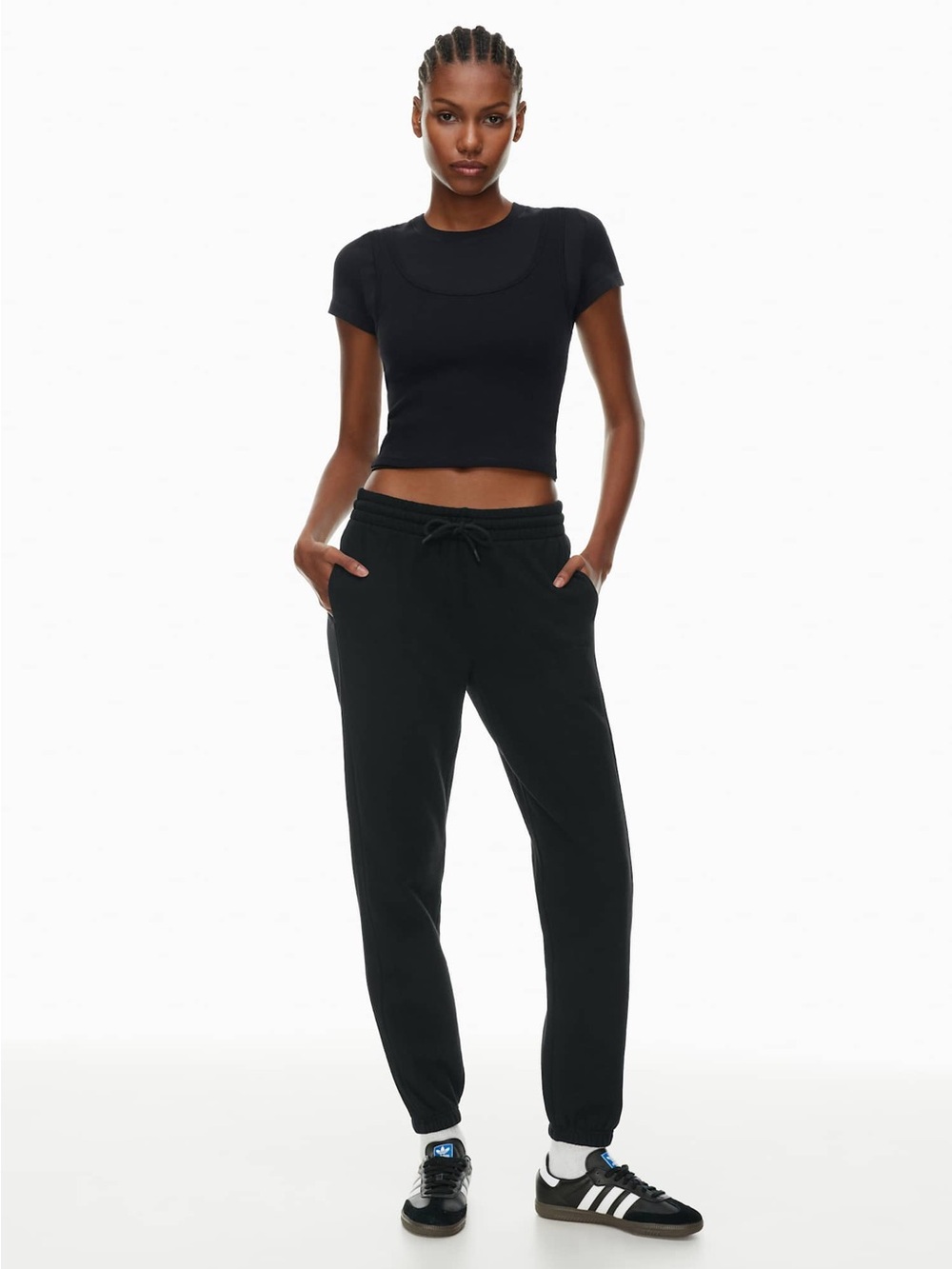 TNA Cozy Fleeve Boyfriend Sweatpants Black Comfort Athleisure Minimalist Classic